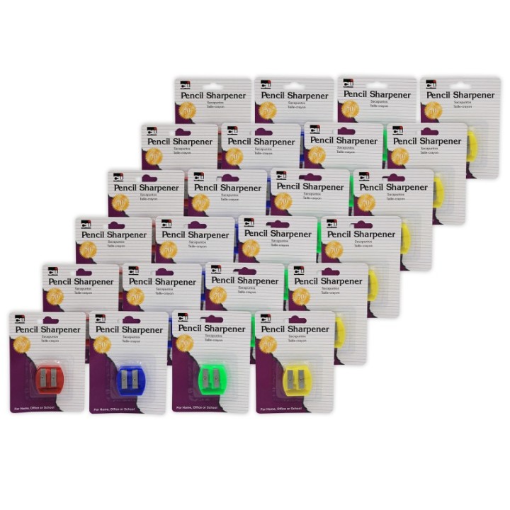 Charles Leonard Two Hole Pencil/Crayon Sharpener, Pack of 24