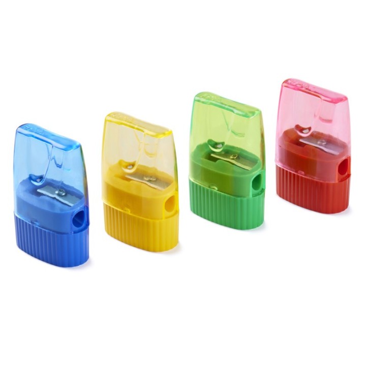Charles Leonard Pencil Sharpener with Shaving Receptacle and Cone Shape, Assorted Colors