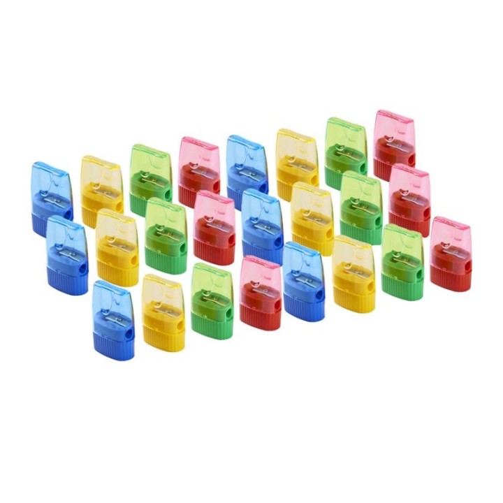 Charles Leonard Pencil Sharpener with Cone Shaped Shaving Receptacle, Assorted Colors, 24 Per Pack