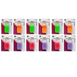 Charles Leonard Pencil Sharpener/Eraser Combo - 1 Hole with Eraser, Plastic, with Receptacle, Assorted Colors, Pack of 12