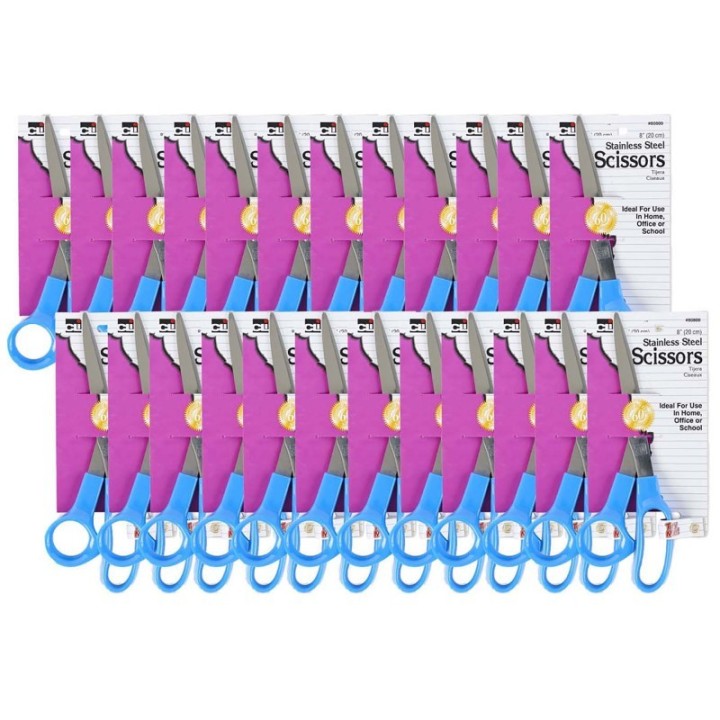 Charles Leonard Stainless Steel Scissors, 8", Pack of 24