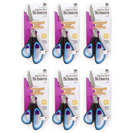 Charles Leonard Cushion Grip Scissors, 8.25" Bent, Pack of 6