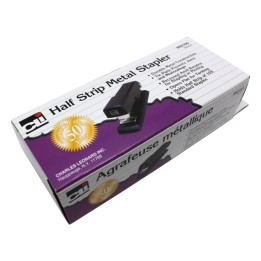 Charles Leonard Half Strip Metal Stapler, Non-Skid Base, Black