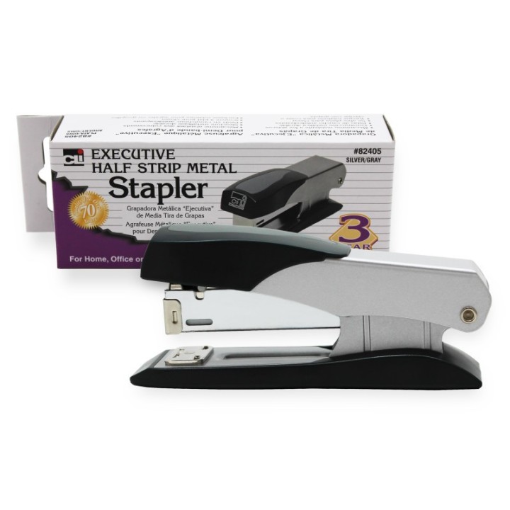 Charles Leonard Executive Metal Stapler, Half Strip, Gray