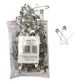 Charles Leonard Nickel-Plated Steel Safety Pins, 2", 144 Per Pack