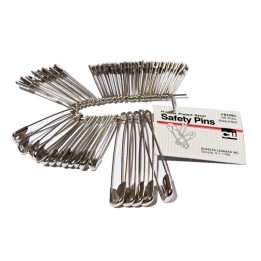 Charles Leonard Safety Pins, Assorted Sizes, Pack of 50