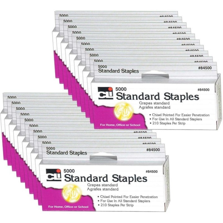 Charles Leonard Standard Staples, 5000 Per Pack, 20 Packs