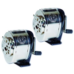 Charles Leonard Mountable Heavy Duty Steel Pencil Sharpener, Multi Size Pencil Holes (8 Sizes), Silver, Pack of 2
