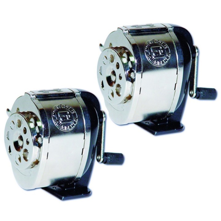 Charles Leonard Mountable Heavy Duty Steel Pencil Sharpener, Multi Size Pencil Holes (8 Sizes), Silver, Pack of 2