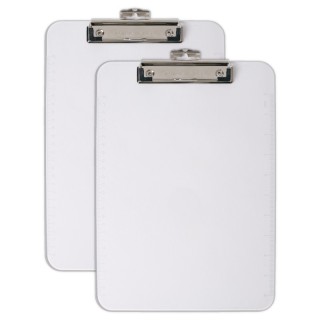Charles Leonard Plastic Clipboard, Letter Size, Clear, Pack of 2