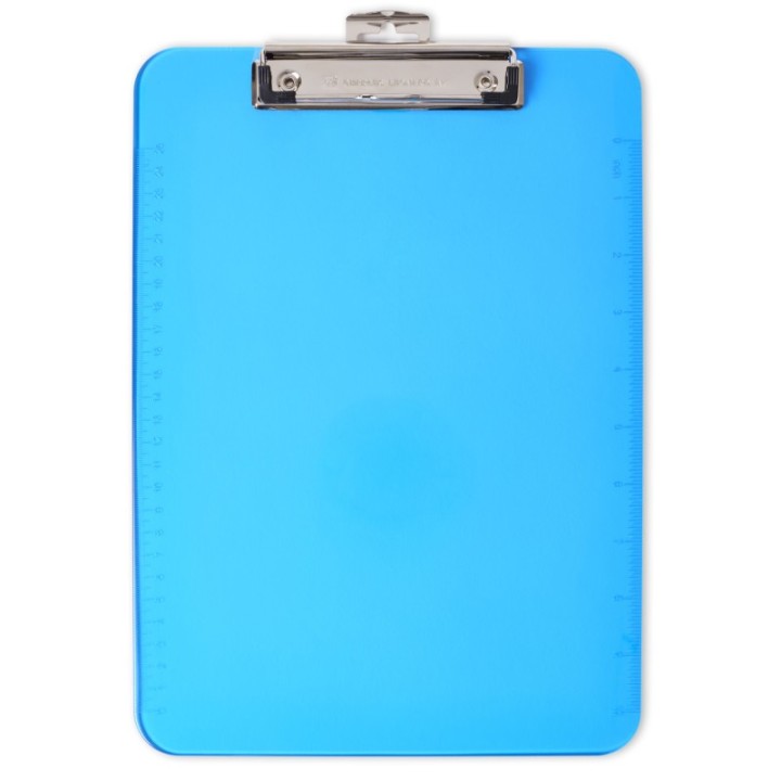Charles Leonard Plastic Clipboard, Letter Size, Low Profile Clip, Neon Blue