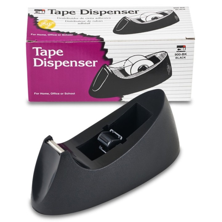 Charles Leonard Desktop Tape Dispenser, Weighted Base, Non-Slip Base, Black