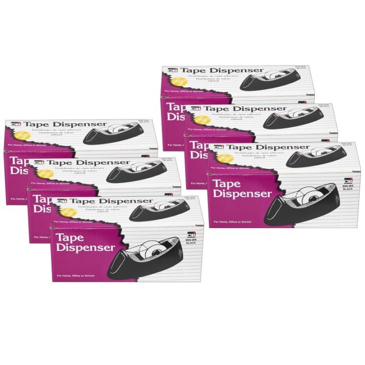 Charles Leonard Desk Tape Dispenser, Black, Pack of 6
