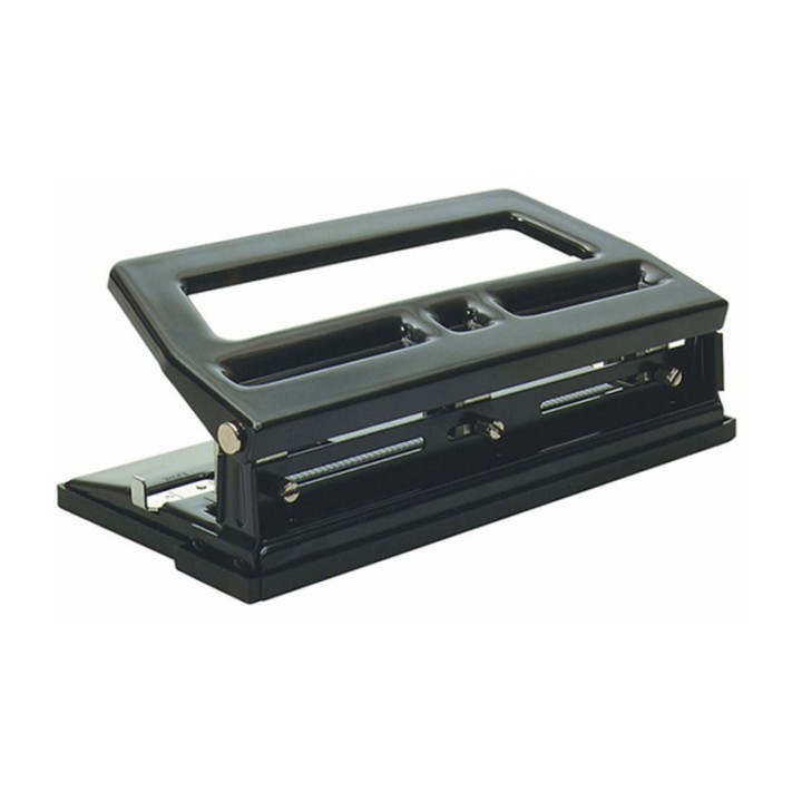 Charles Leonard 3 Hole Heavy Duty Paper Punch, 40 Sheet Capacity, Adjustable, Black