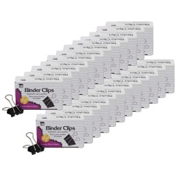 Charles Leonard Binder Clips, Medium, 5/8" Capacity, 12 Per Box, 24 Boxes