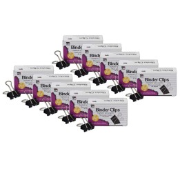 Charles Leonard Binder Clips, Large, 1" Capacity, Black/Silver, 12 Per Box, 10 Boxes