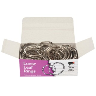 Charles Leonard Loose Leaf Rings with Snap Closure, Nickel Plated, 2 Inch Diameter, 50/Box