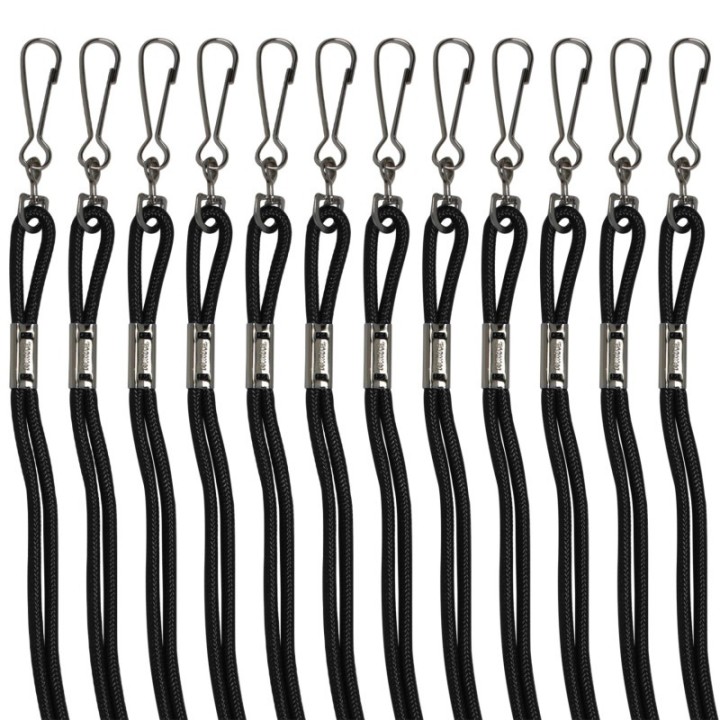 Champion Sports Lanyards, Black, Pack of 12