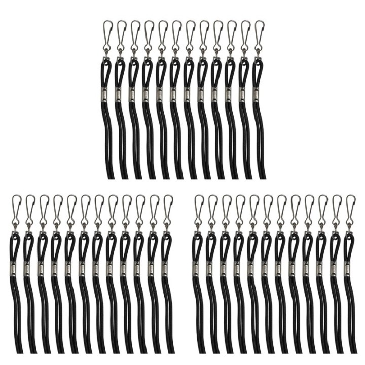 Champion Sports Lanyards, Black, Pack of 12 Per Pack, 3 Packs