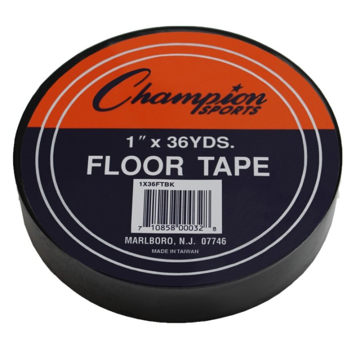 Champion Sports Floor Marking Tape, 1" x 36 yd, Black