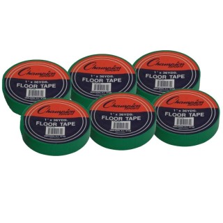 Champion Sports Floor Marking Tape, 1" X 36 yd, Green, 6 Rolls