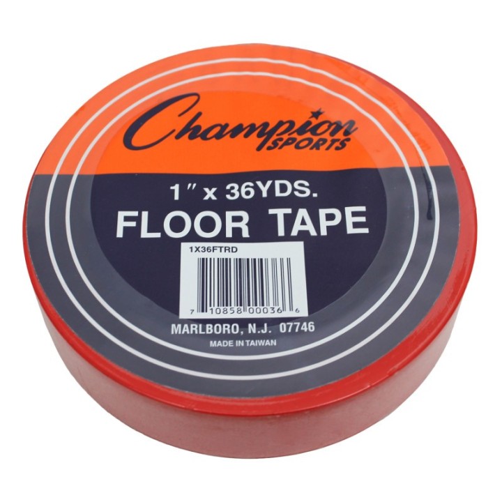 Champion Sports Floor Marking Tape, 1" x 36 yd, Red