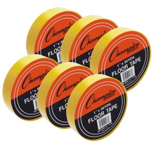 Champion Sports Floor Marking Tape, 1" x 36 yd, Yellow, 6 Rolls