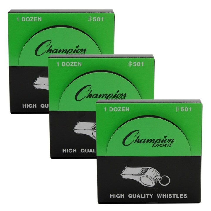 Champion Sports Medium Weight Metal Whistle, 12 Per Pack, 3 Packs