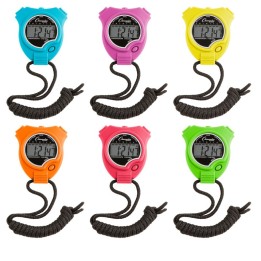 Champion Sports Stop Watch, Neon Colors, Set of 6