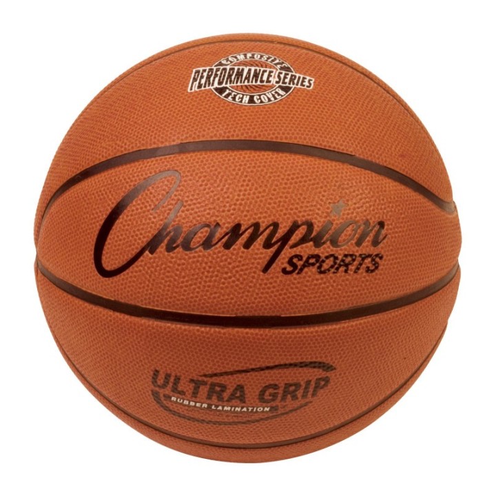Champion Sports Ultra Grip Rubber Basketball with Bladder, Official Size 7