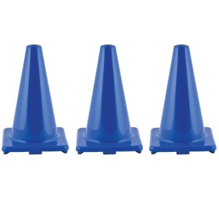 Champion Sports Hi-Visibility Flexible Vinyl Cone, 12", Royal Blue, Pack of 3