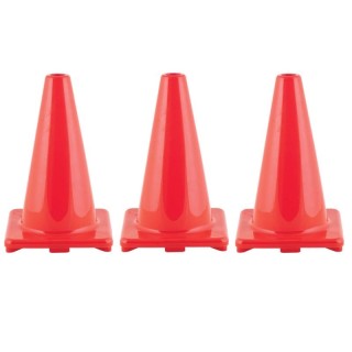 Champion Sports Hi-Visibility Flexible Vinyl Cone, 12", Orange, Pack of 3