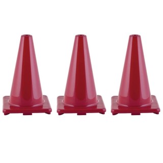 Champion Sports Hi-Visibility Flexible Vinyl Cone, 12", Red, Pack of 3