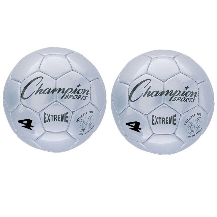 Champion Sports Extreme Soccer Ball, Size 4, Silver, Pack of 2