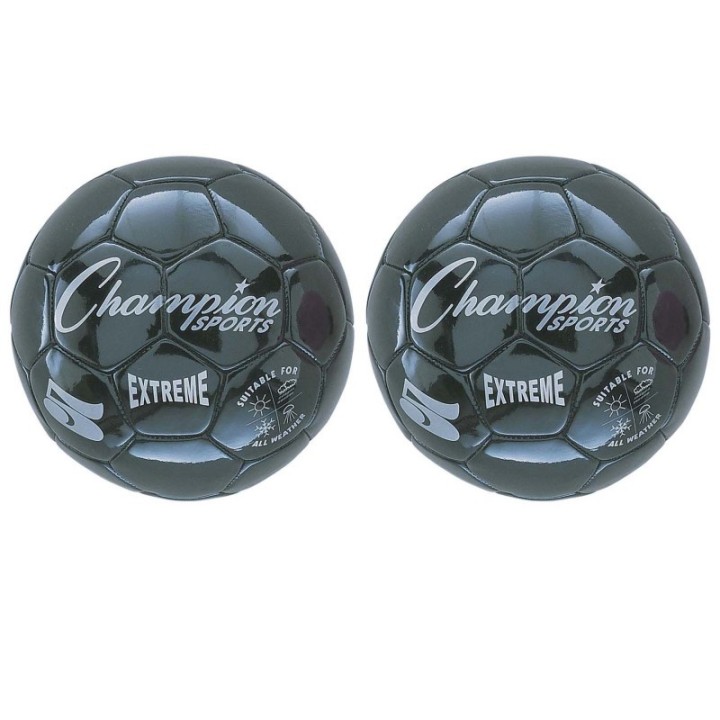 Champion Sports Extreme Soccer Ball, Size 5, Black, Pack of 2
