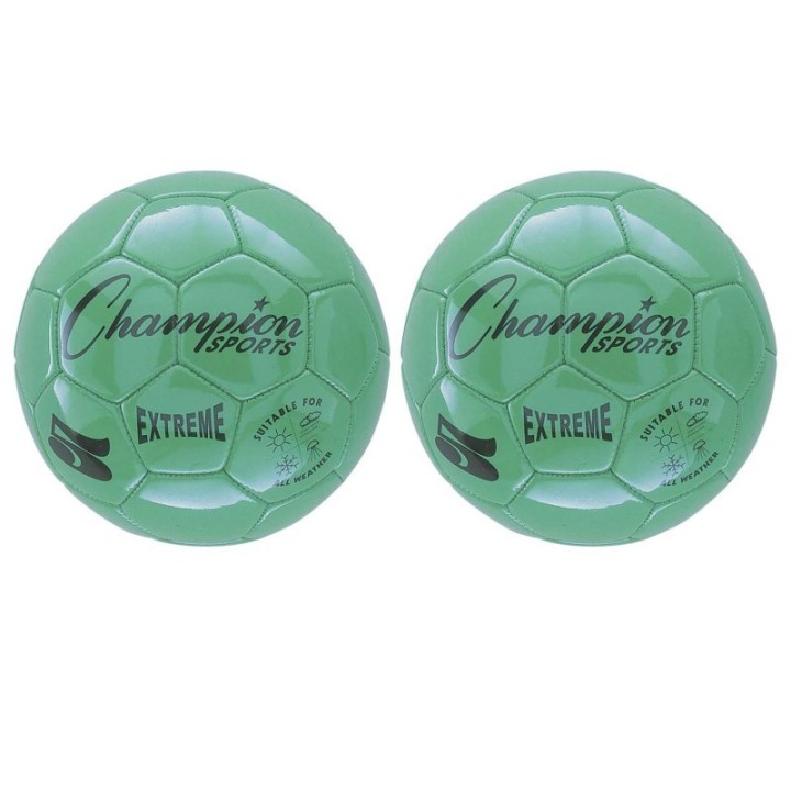 Champion Sports Extreme Soccer Ball, Size 5, Green, Pack of 2