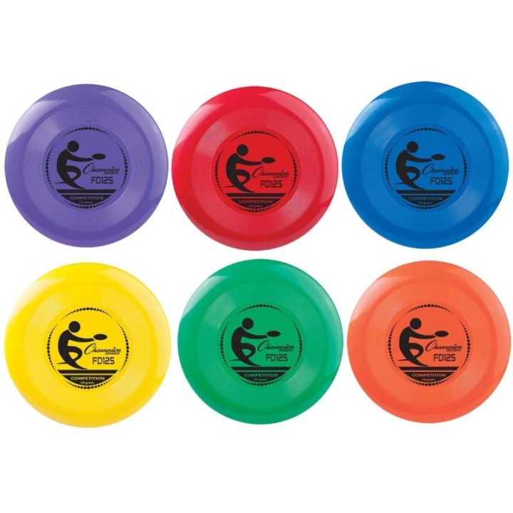 Champion Sports Plastic Disc, 125g, Assorted Colors, Pack of 6