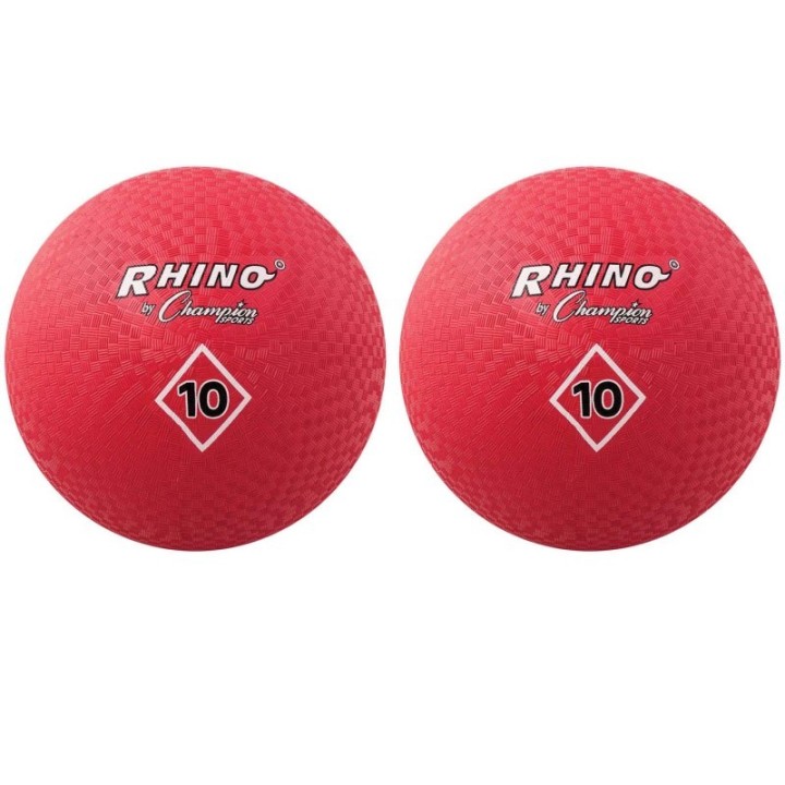 Champion Sports Playground Ball, 10", Red, Pack of 2