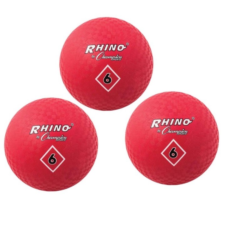 Champion Sports Playground Ball, 6", Red, Pack of 3