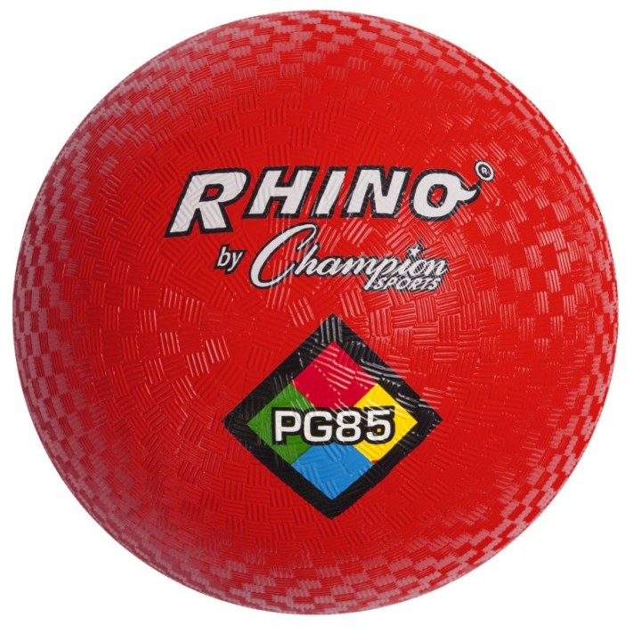 Champion Sports Rhino Playground Balls, 8-1/2"D, Two Ply, Nylon Wound, Red