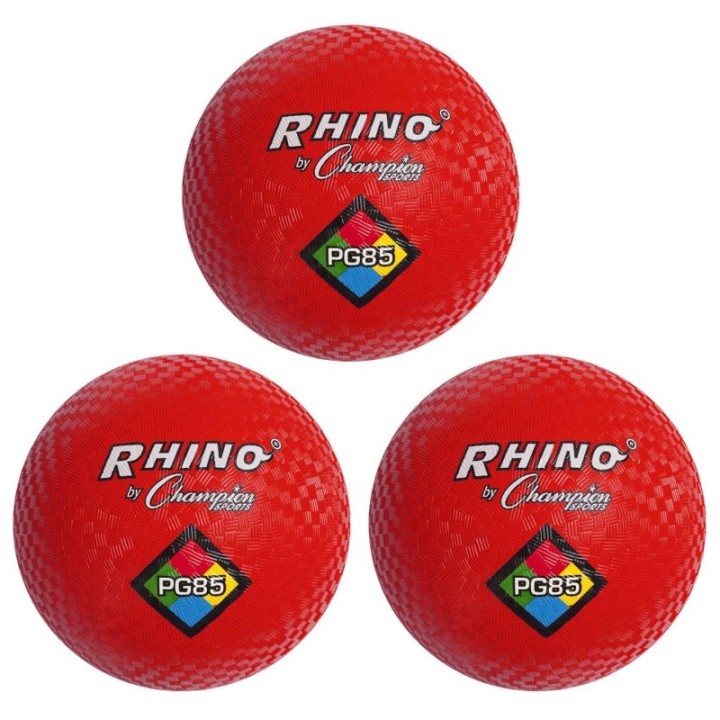 Champion Sports Playground Ball, 8-1/2", Red, Pack of 3