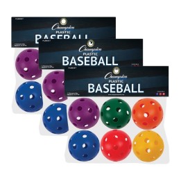 Champion Sports Plastic Baseballs, 6 Per Set, 3 Sets