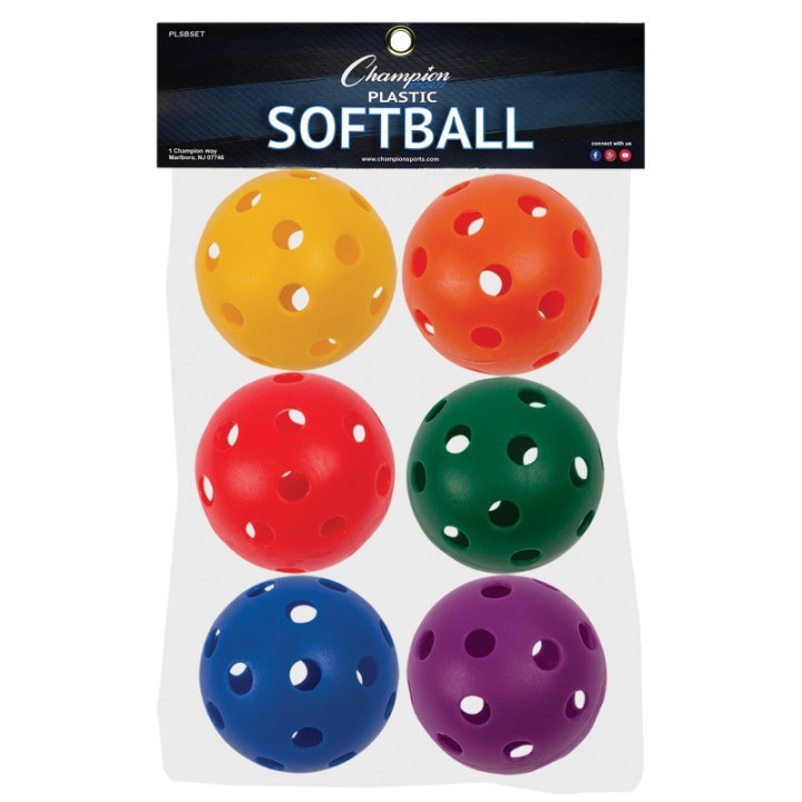 Champion Sports Plastic Softballs, Set of 6