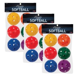 Champion Sports Plastic Softballs, 6 Per Set, 3 Sets