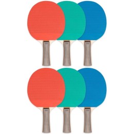 Champion Sports Rubber Face Table Tennis Paddle, 5-Ply, Pack of 6