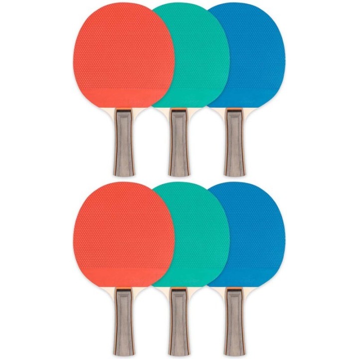 Champion Sports Rubber Face Table Tennis Paddle, 5-Ply, Pack of 6
