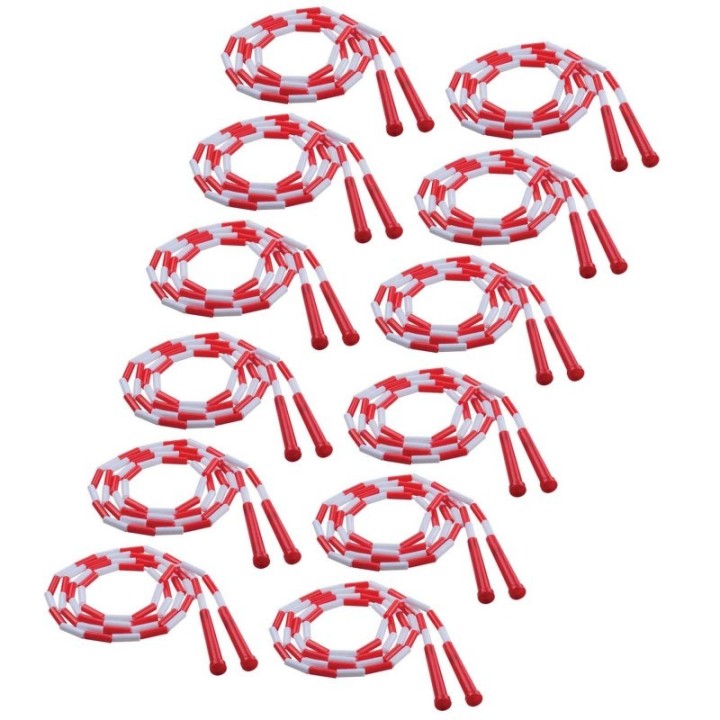 Champion Sports Plastic Segmented Jump Rope 7', Red & White, Pack of 12