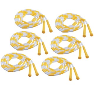 Champion Sports Plastic Segmented Jump Rope 8', Yellow & White, Pack of 6