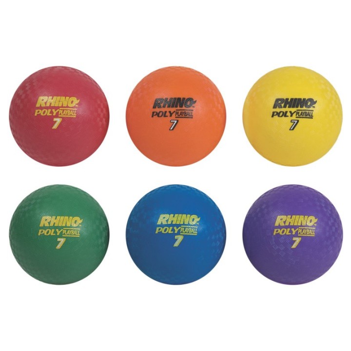 Champion Sports Rhino® Poly 7" Playground Ball Set, Assorted Colors, Set of 6