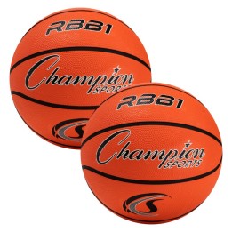 Champion Sports Offical Size Rubber Basketball, Orange, Pack of 2